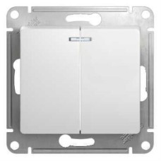 Выключатель GLOSSA 2кл, с подсветкой,10АХ, механизм, БЕЛЫЙ Выключатель GLOSSA 2кл, с подсветкой,10АХ, механизм, БЕЛЫЙ