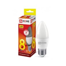 Лампа светодиодная LED-СВЕЧА-VC 8Вт 230В Е27 3000К 600Лм IN HOME Лампа светодиодная LED-СВЕЧА-VC 8Вт 230В Е27 3000К 600Лм IN HOME