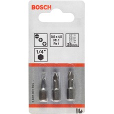 Набор бит BOSCH PH1/2/3, TIN, 25мм, 3шт