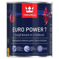 Краска ВД TIKKURILA ЕВРО POWER-7 для стен и потолков,интерьерная,матовая,база А 0,9л Краска ВД TIKKURILA ЕВРО POWER-7 для стен и потолков,интерьерная,матовая,база А 0,9л