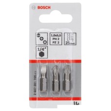 Набор бит BOSCH LS/PH/PZ, ХН, 25мм, 3шт