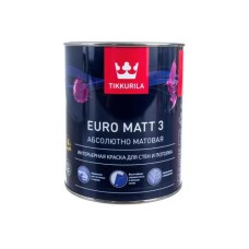 Краска ВД TIKKURILA ЕВРО MATT-3, для стен и потолка,интерьерная,глубокоматовая,база А, 0,9л Краска ВД TIKKURILA ЕВРО MATT-3, для стен и потолка,интерьерная,глубокоматовая,база А, 0,9л