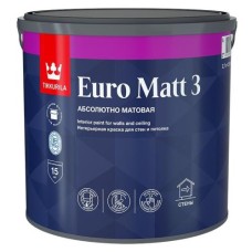 Краска ВД TIKKURILA ЕВРО MATT-3, для стен и потолка,интерьерная,глубокоматовая,база А, 9л Краска ВД TIKKURILA ЕВРО MATT-3, для стен и потолка,интерьерная,глубокоматовая,база А, 9л