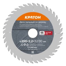 Диск пильный по дереву, чистый рез Кратон Ø200х32/30х2,6 мм, 48 Т