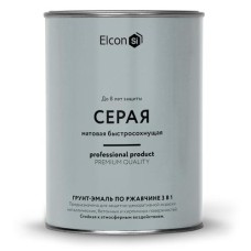 Грунт-эмаль Elcon по ржавчине серая матовая 0,8кг