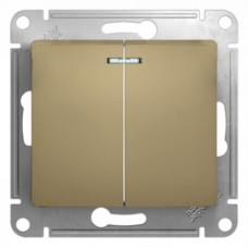 Выключатель GLOSSA 2кл, с подсветкой,10АХ, механизм, ТИТАН Выключатель GLOSSA 2кл, с подсветкой,10АХ, механизм, ТИТАН