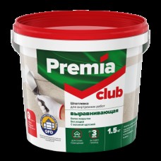 Шпатлевка PREMIA Club выравнивающая д/внутренних работ 1,5кг ведро Шпатлевка PREMIA Club выравнивающая д/внутренних работ 1,5кг ведро