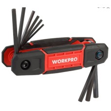 Набор ключей WORKPRO шестигранных, складных, 9шт Набор ключей WORKPRO шестигранных, складных, 9шт