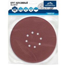 Круг абразивный VERTEX 225мм Р60, липучка, 8 отв, (5шт) Круг абразивный VERTEX 225мм Р60, липучка, 8 отв, (5шт)
